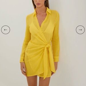Vix Yellow Lia Short Cover Up Wrap Dress size XS